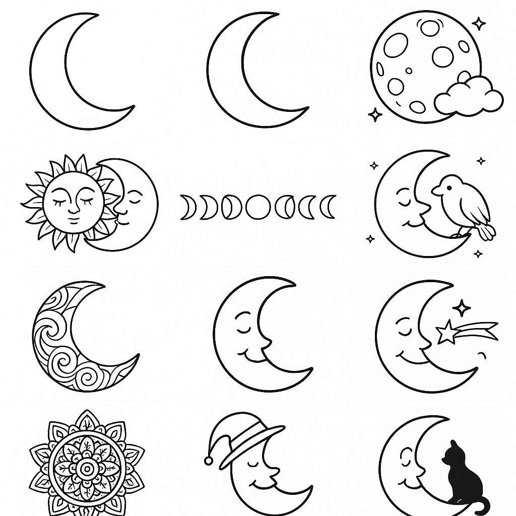Moons coloring page