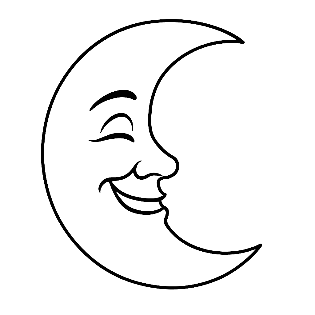 Smiling moon coloring page