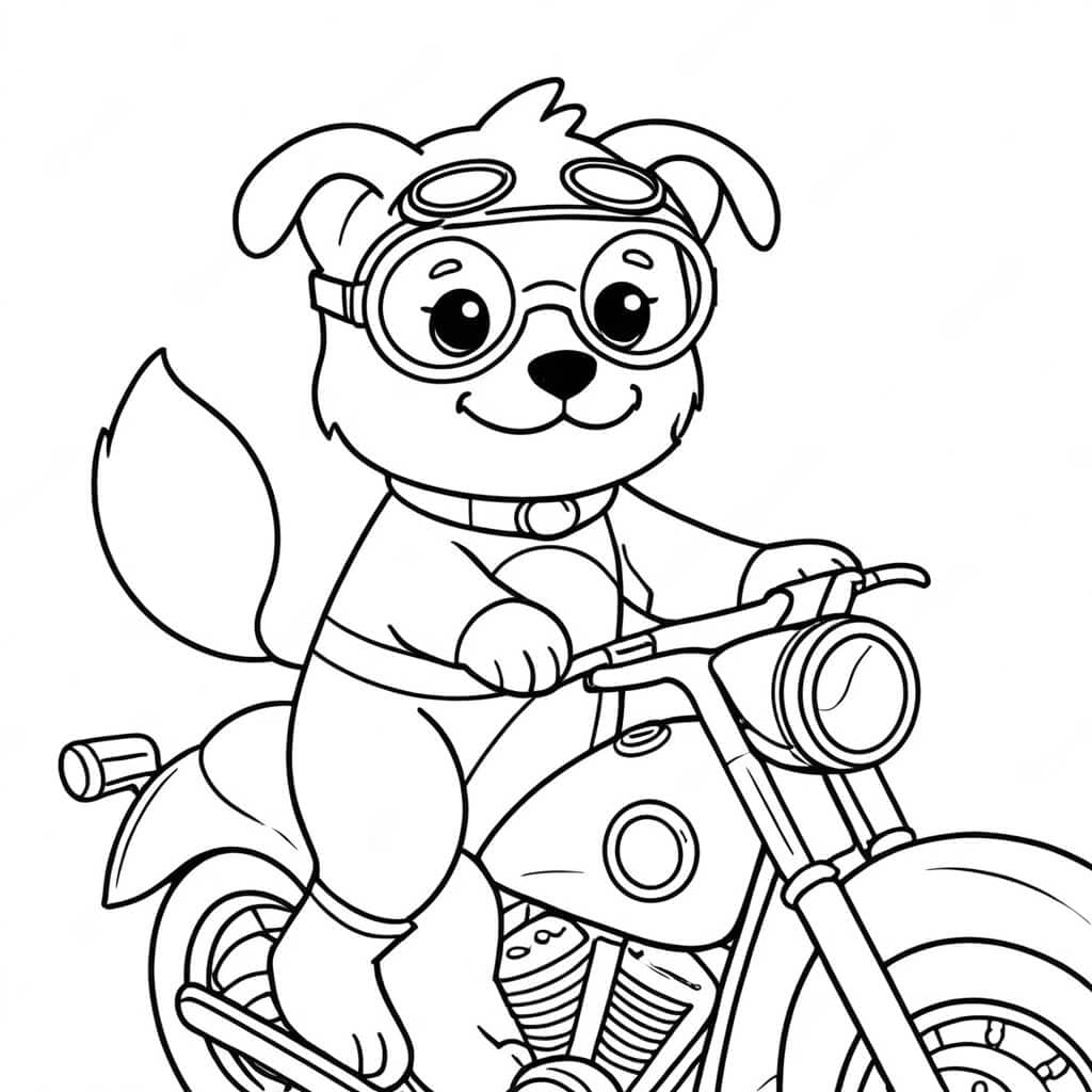 Biker dog coloring page