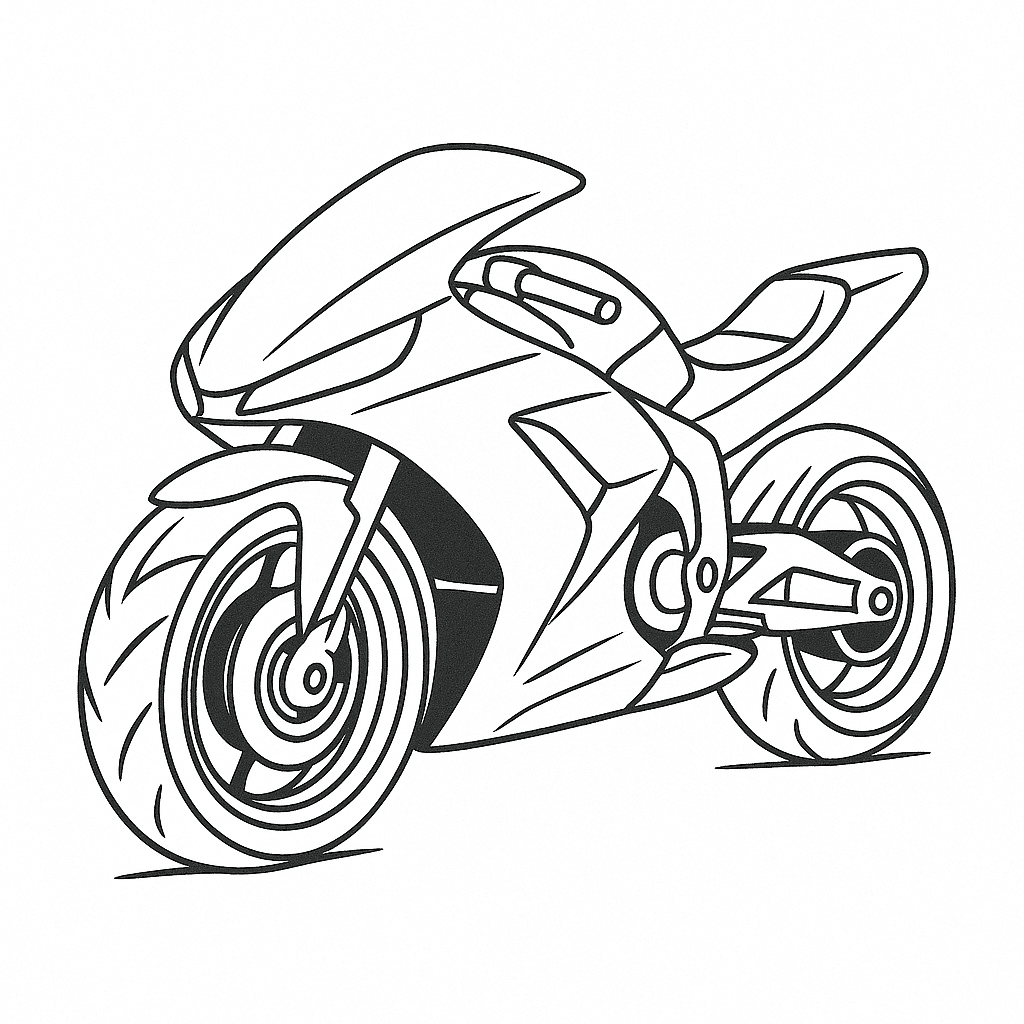 Futuristic motorcycle coloring page
