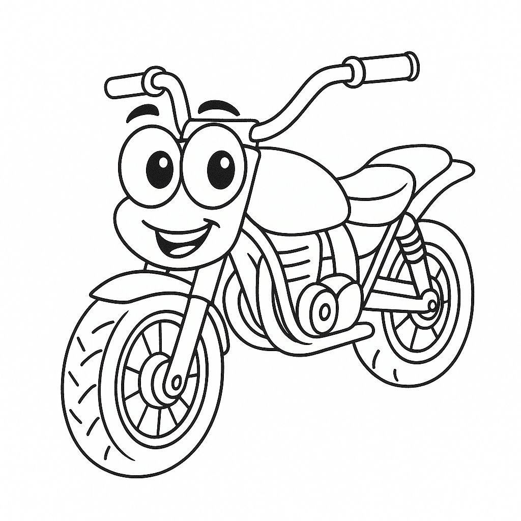 Happy motorcycle coloring page