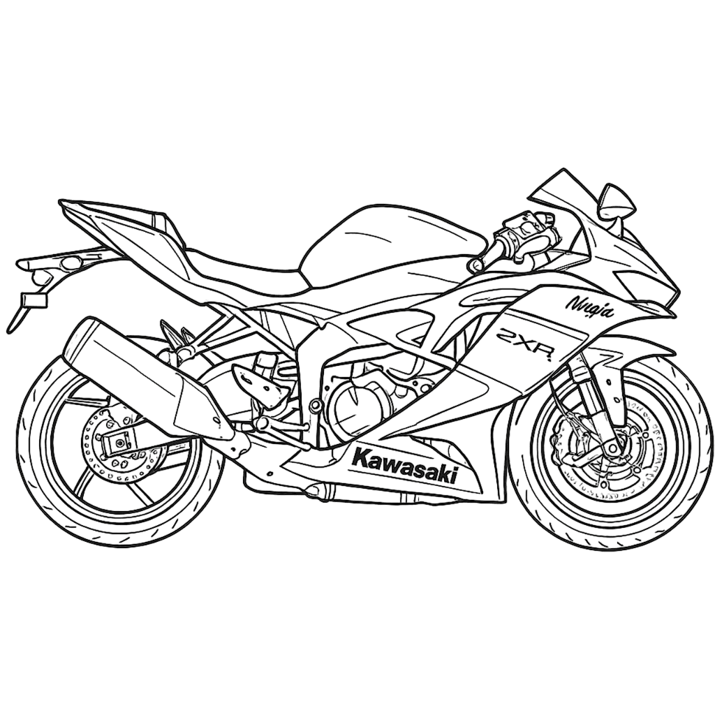 Kawasaki Ninja motorcycle coloring page