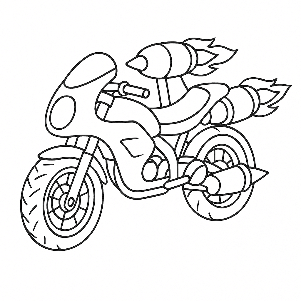 Rocket motorcycle coloring page