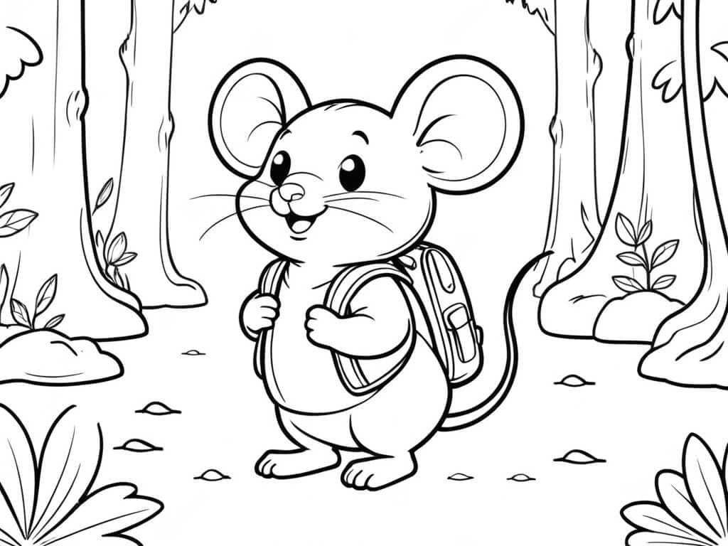 Adventure Mouse Coloring Page