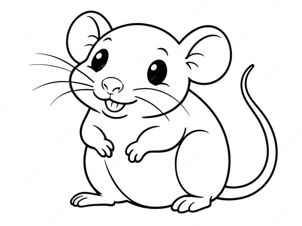 Happy Mouse Coloring Page