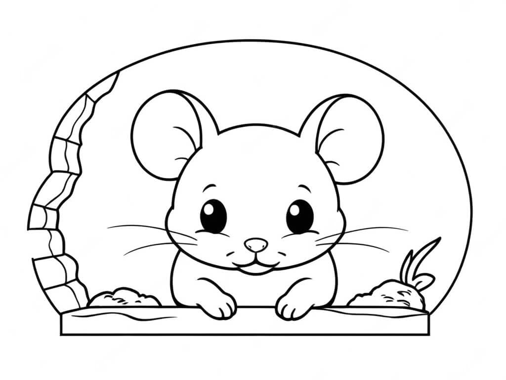 Mouse at the Cheese Window Coloring Page