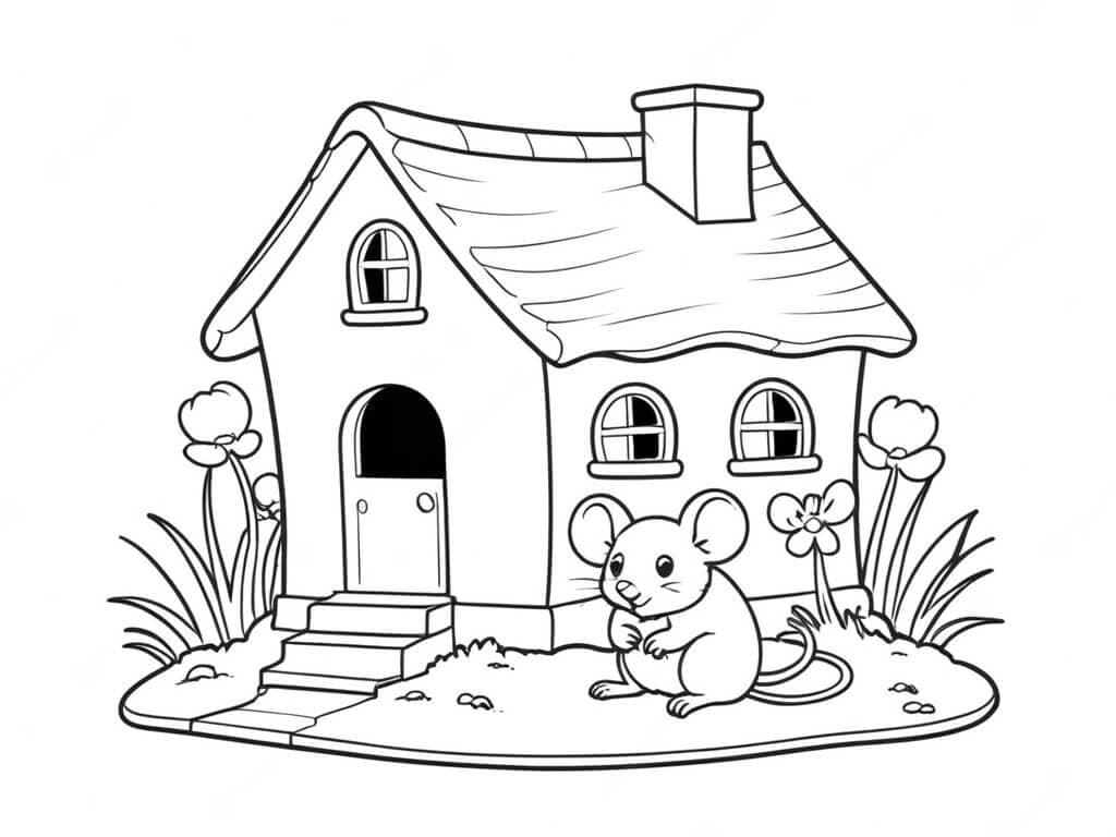 Mouse House Coloring Page