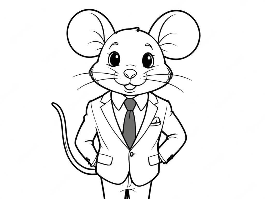 Mouse in a Suit Coloring Page