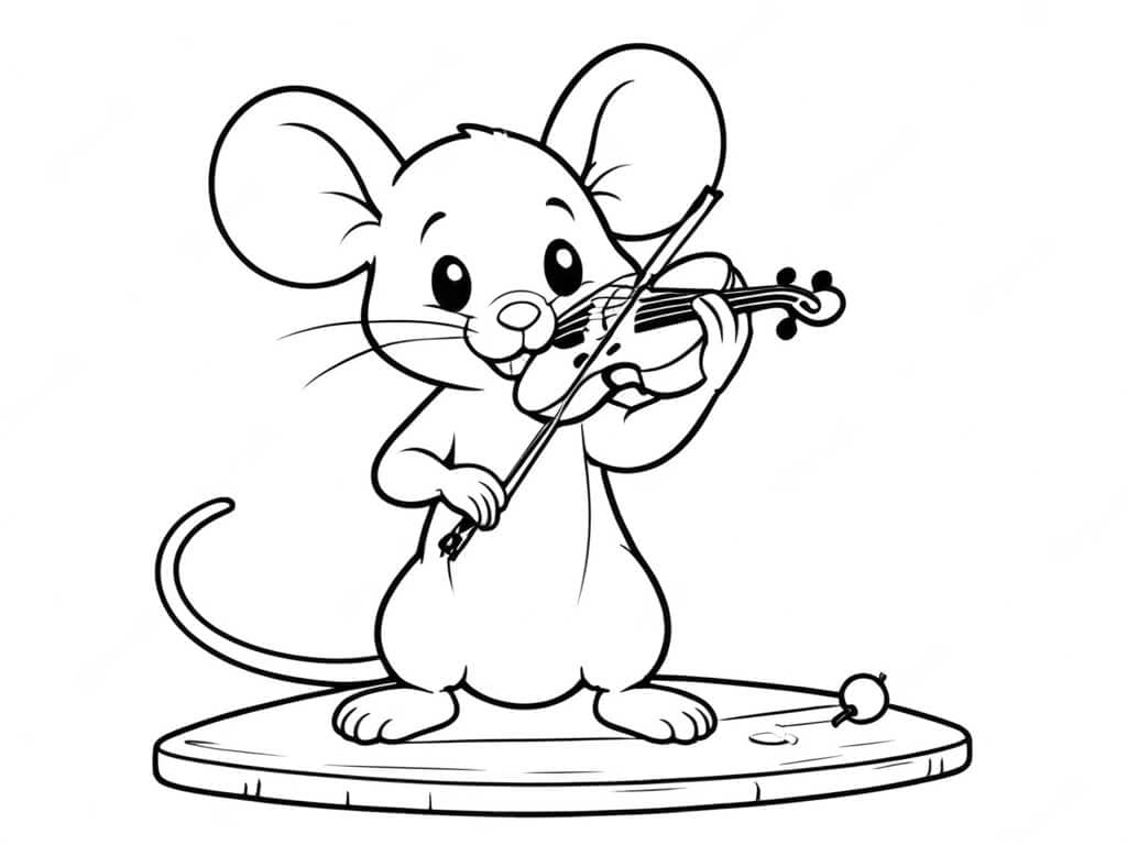 Mouse Playing Violin Coloring Page