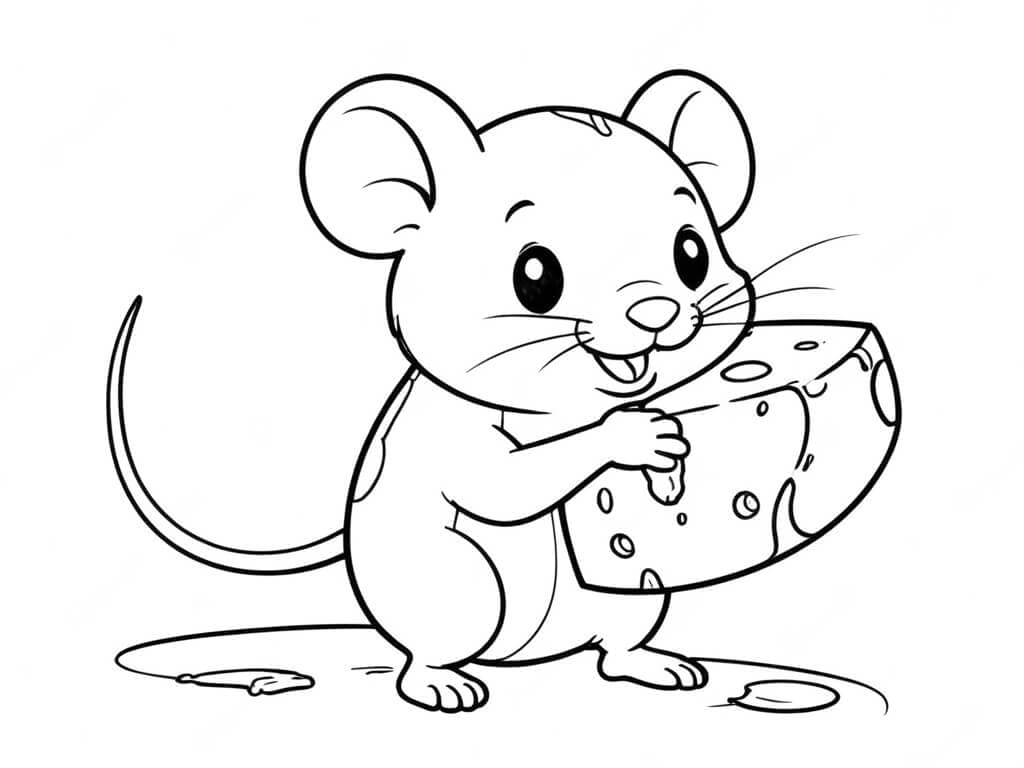 Mouse Stealing Cheese Coloring Page