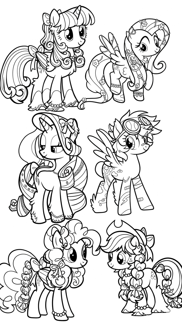 All My Little Pony characters coloring page
