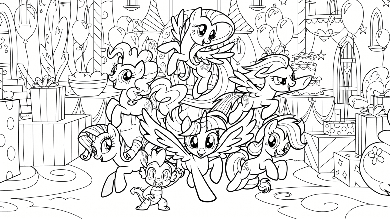 My Little Pony party coloring page