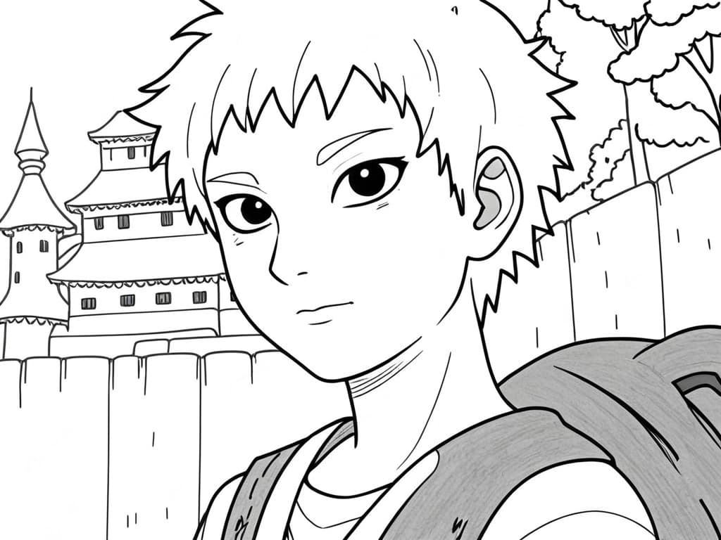 Gaara Fighting Pose Coloring Page
