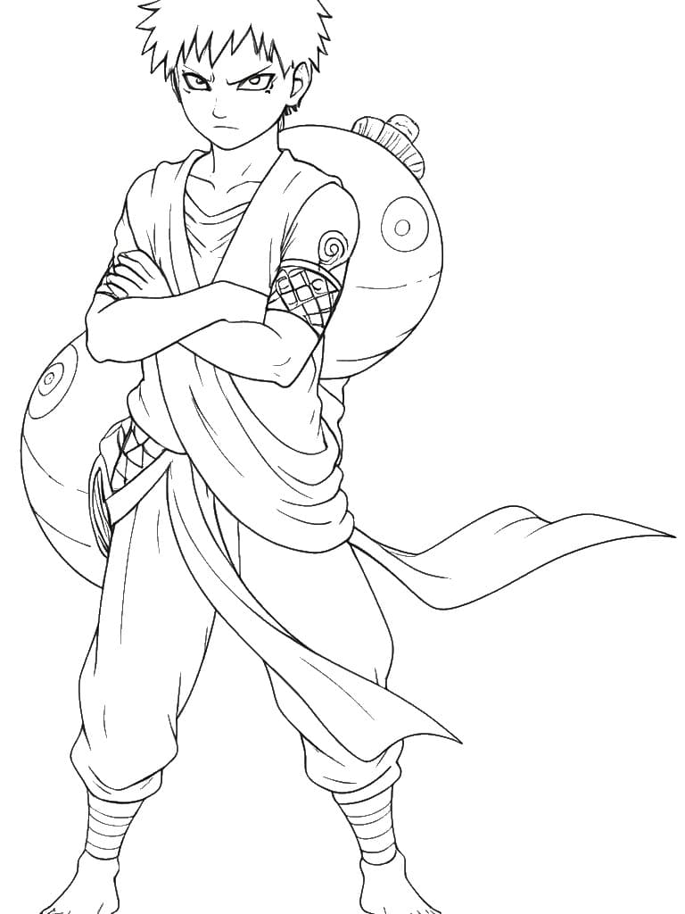 Gaara with Sand Power Coloring Page