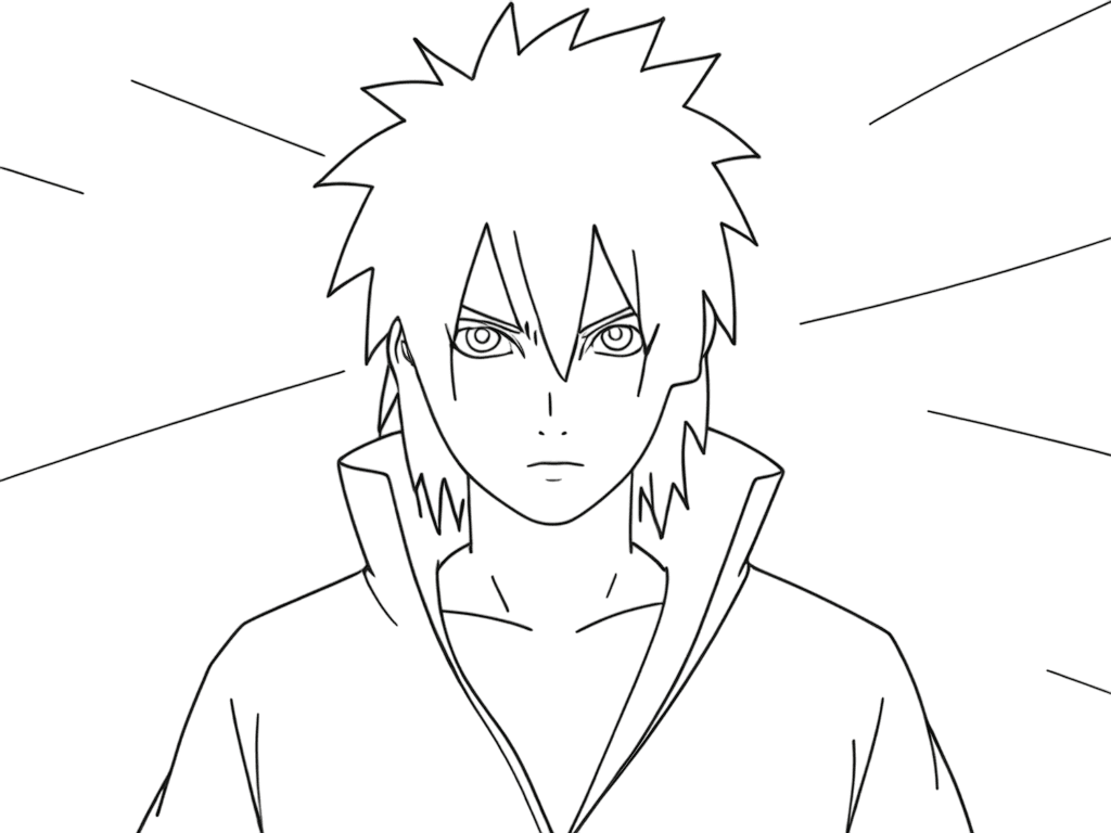 Sasuke Uchiha Fighting Pose Coloring Page