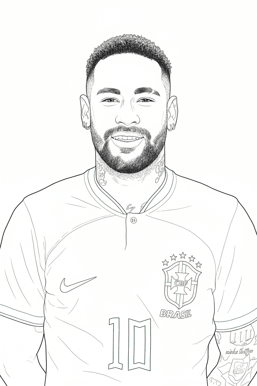 Classic Neymar Coloring Page