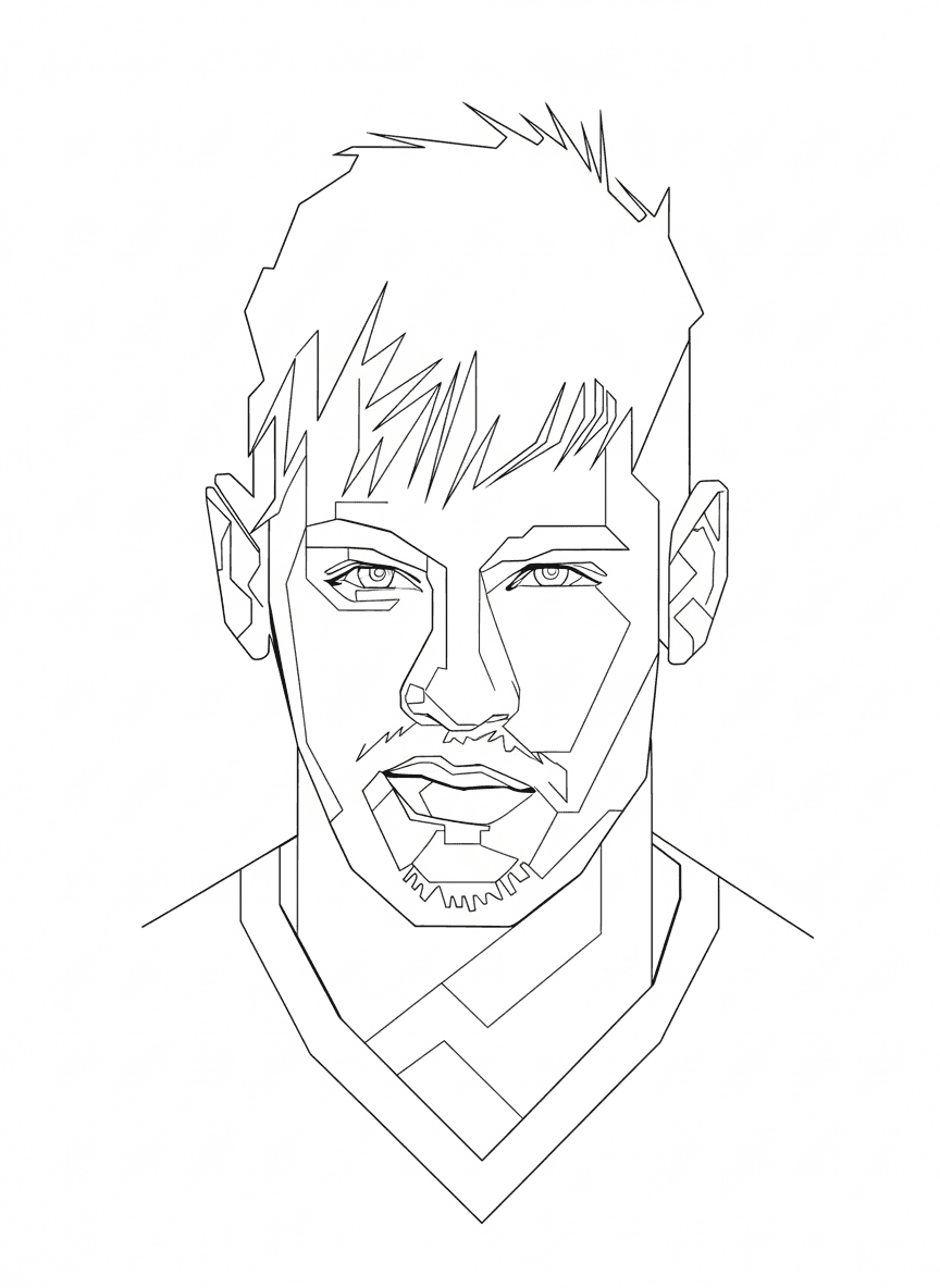Neymar Caricature Coloring Page
