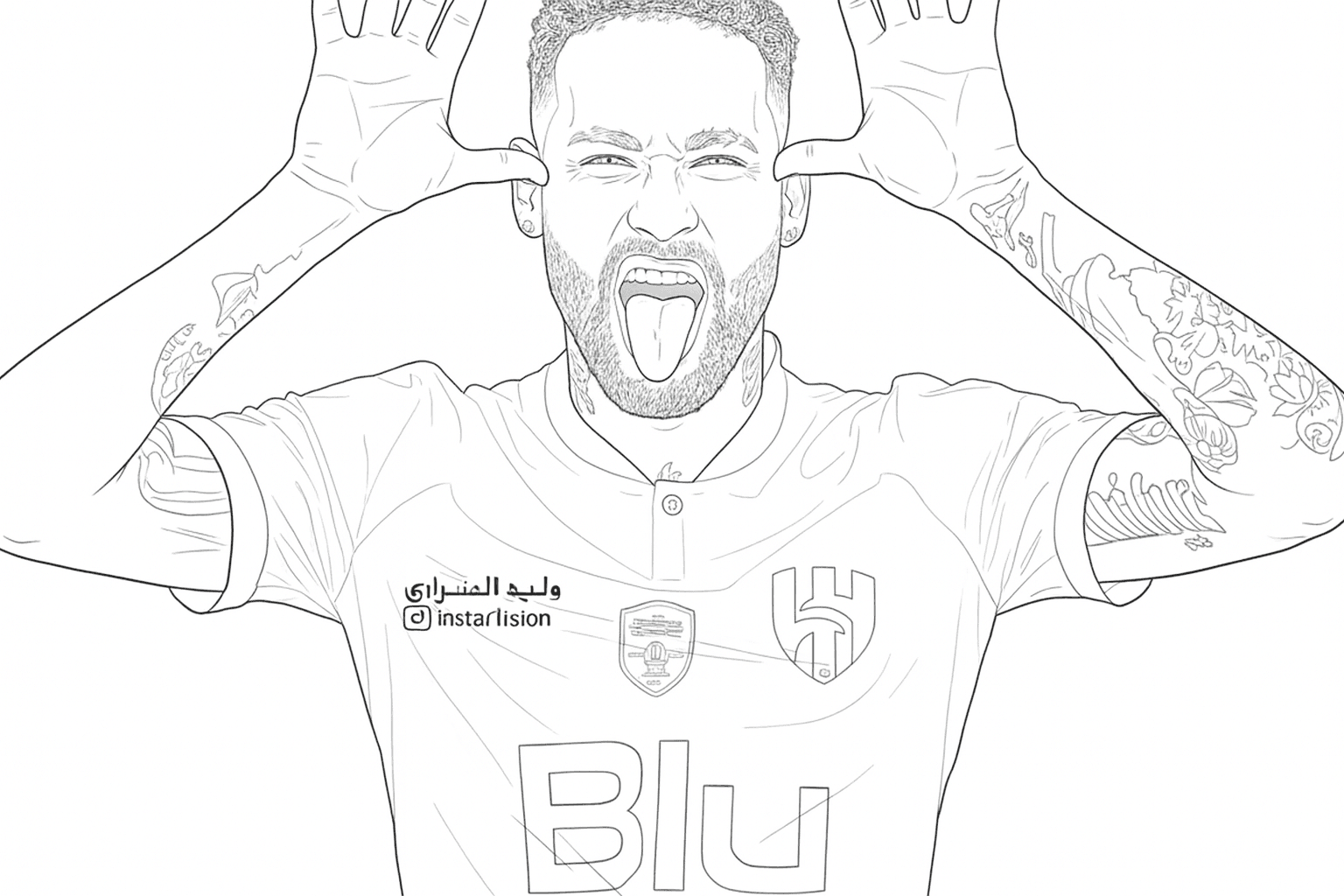 Neymar in Al Hilal Jersey Coloring Page