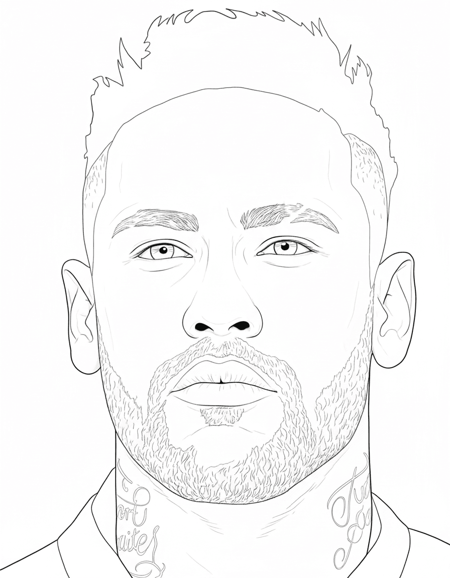 Neymar Portrait Coloring Page