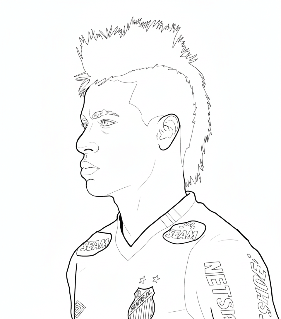 Neymar with Mohawk Coloring Page