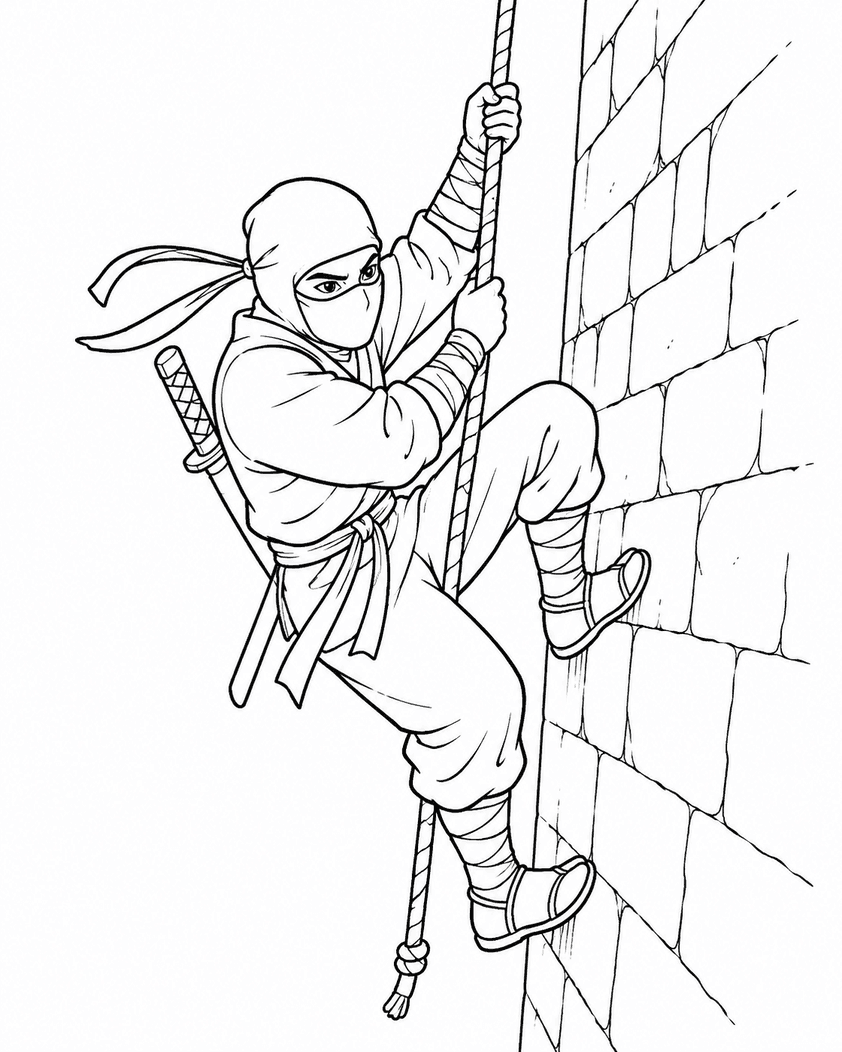 Climbing Ninja Coloring Pages
