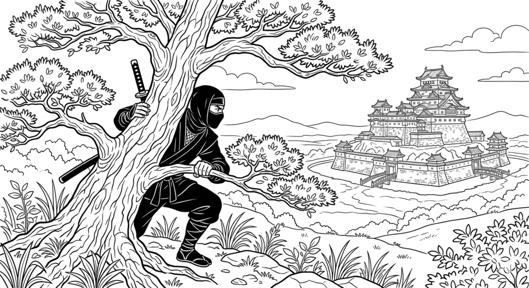 Ninja Castle Coloring Pages