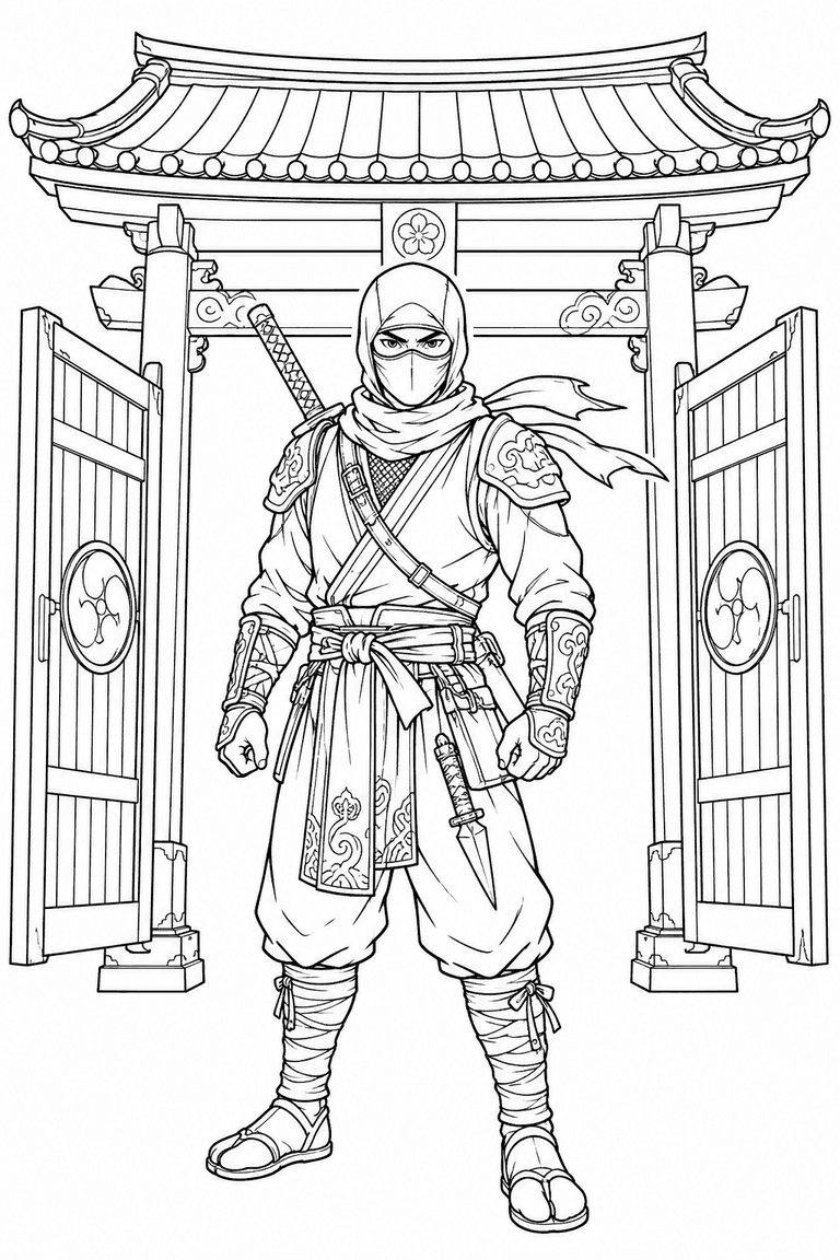 Ninja Japanese Gates Coloring Pages