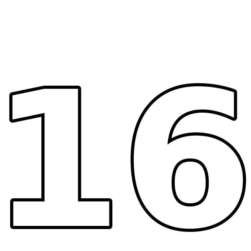Number 16 Coloring Page
