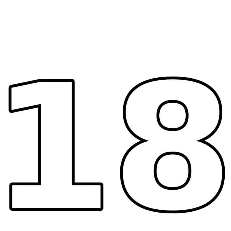 Number 18 Coloring Page