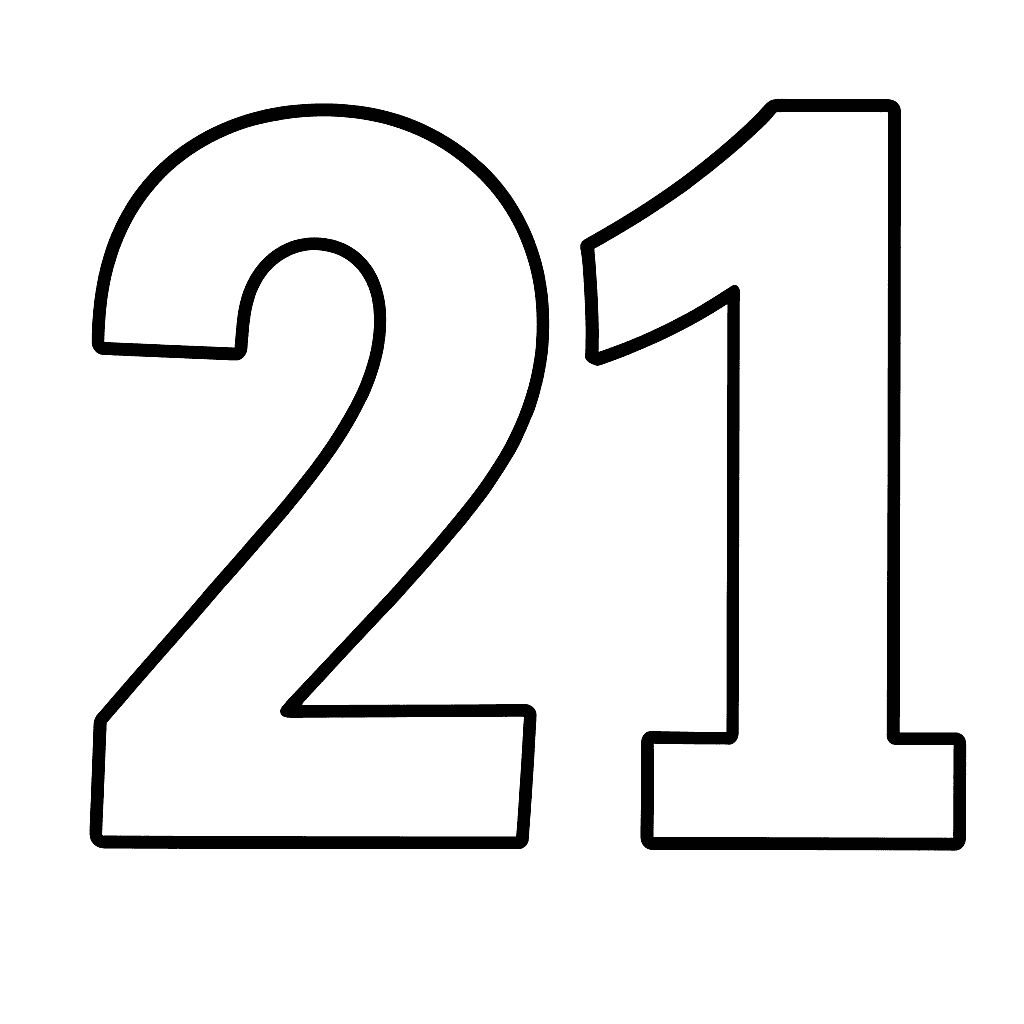 Number 21 Coloring Page