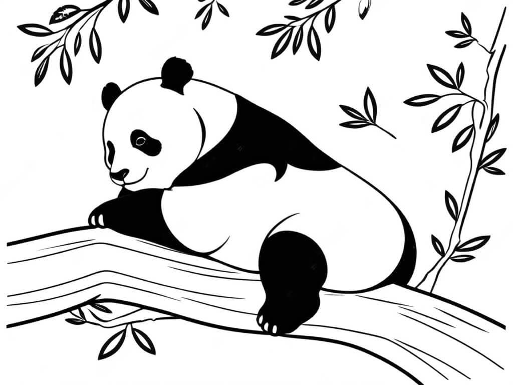 Panda on the Tree Coloring Page