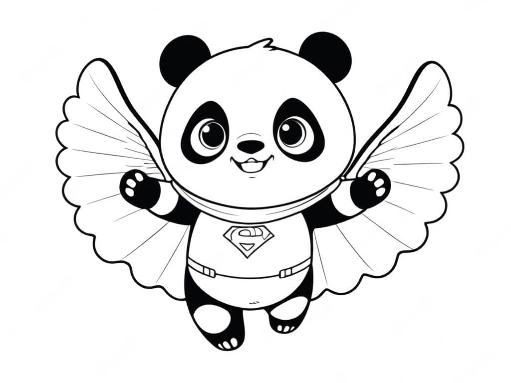 Superhero Panda Coloring Page