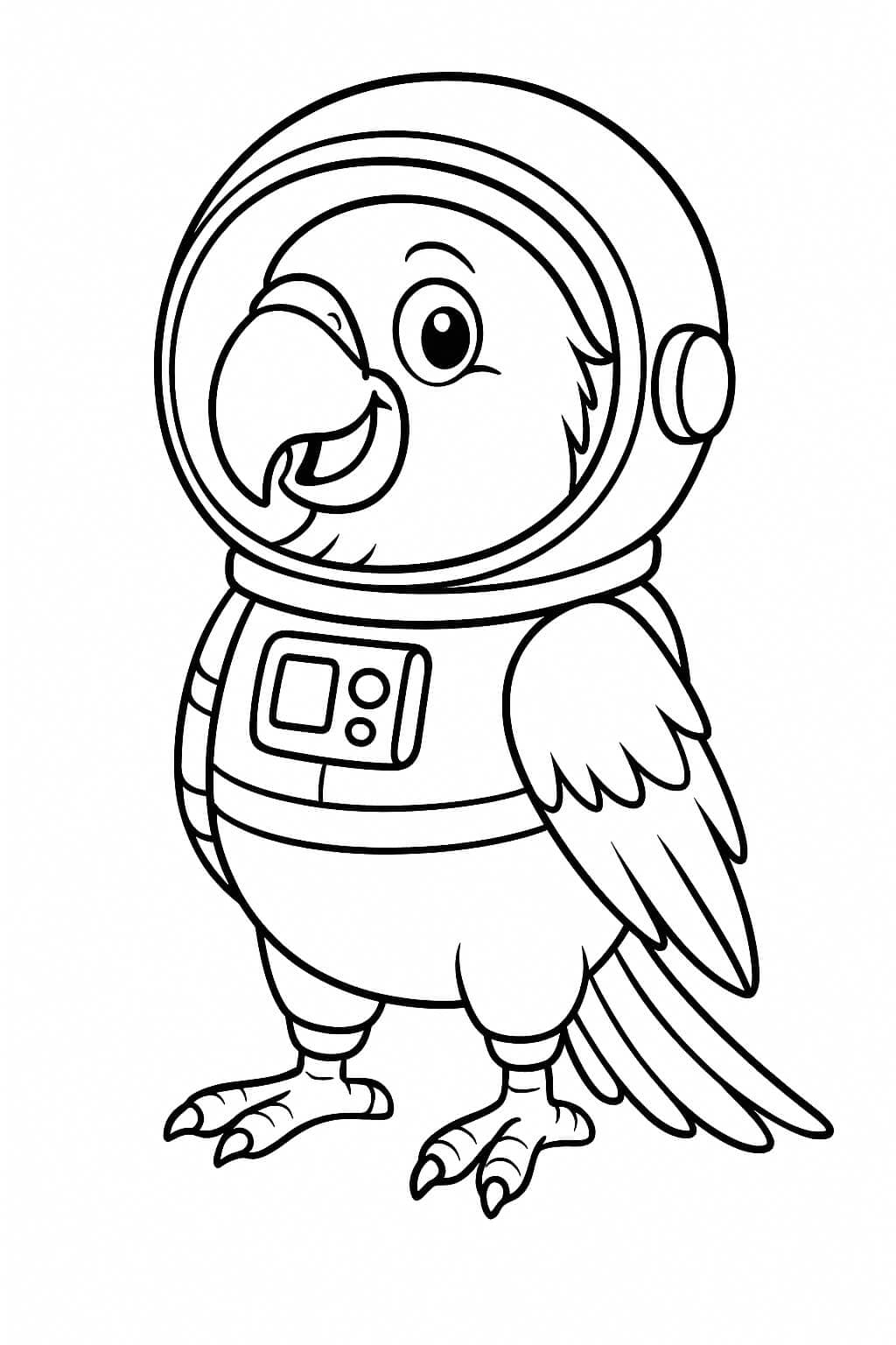 Astronaut parrot coloring page