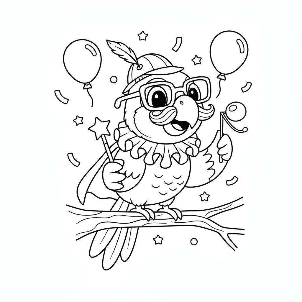 Fantasy parrot coloring page