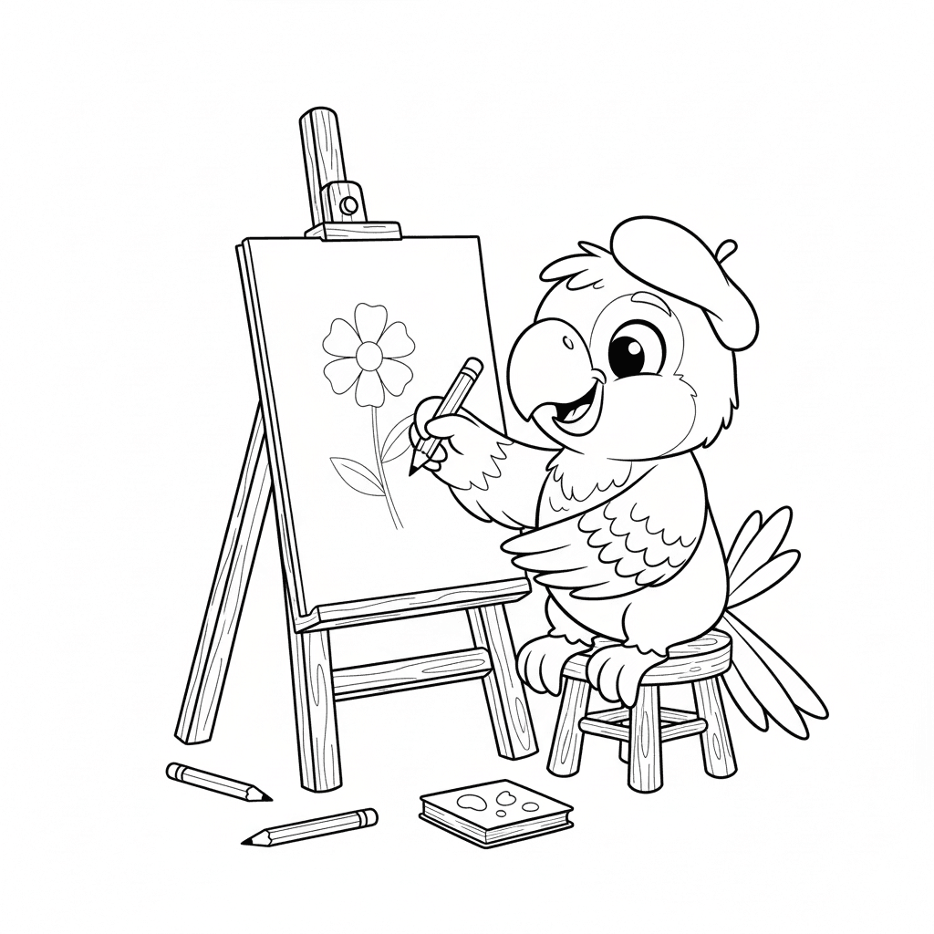 Parrot with pencil coloring page