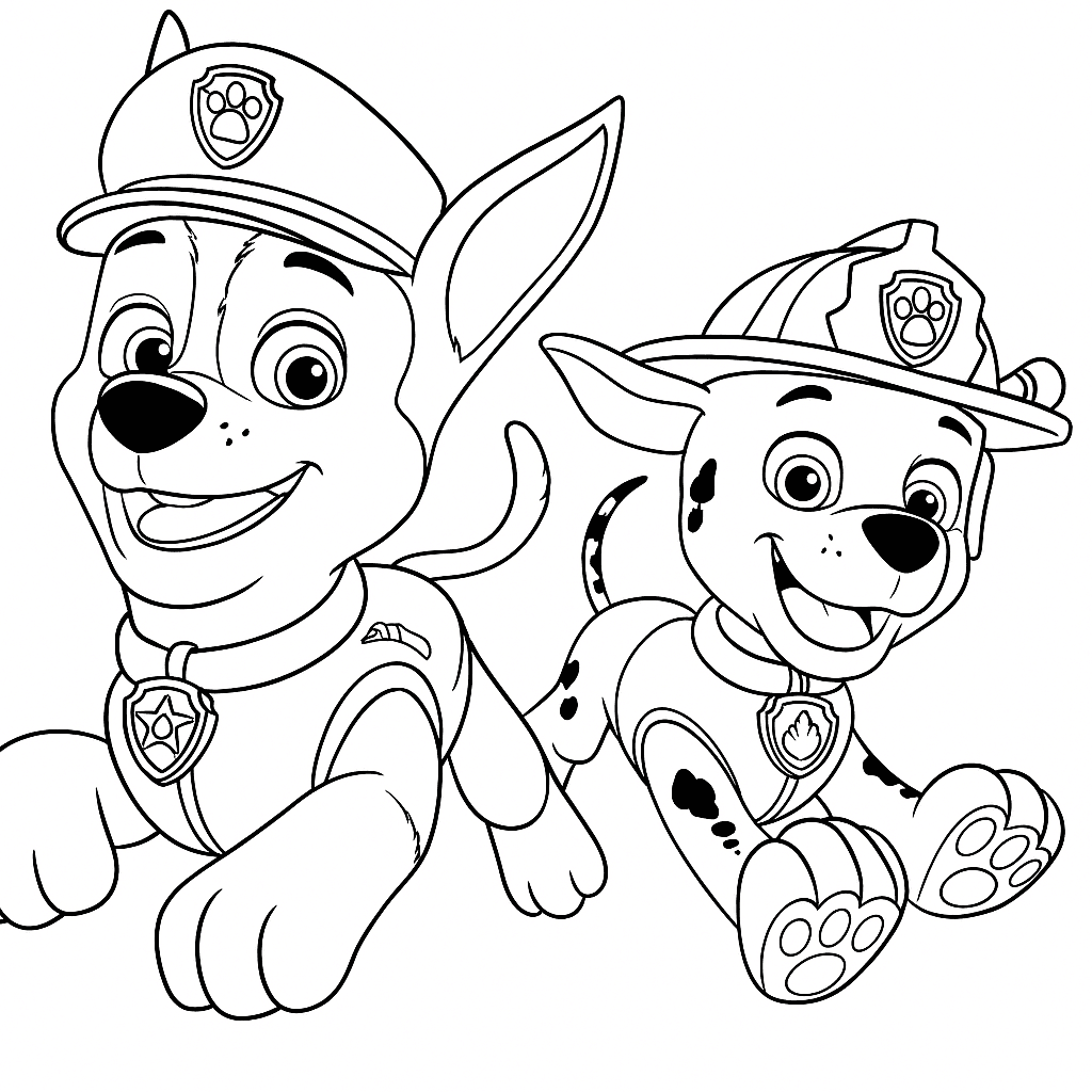 Chase and Marshall Coloring Pages