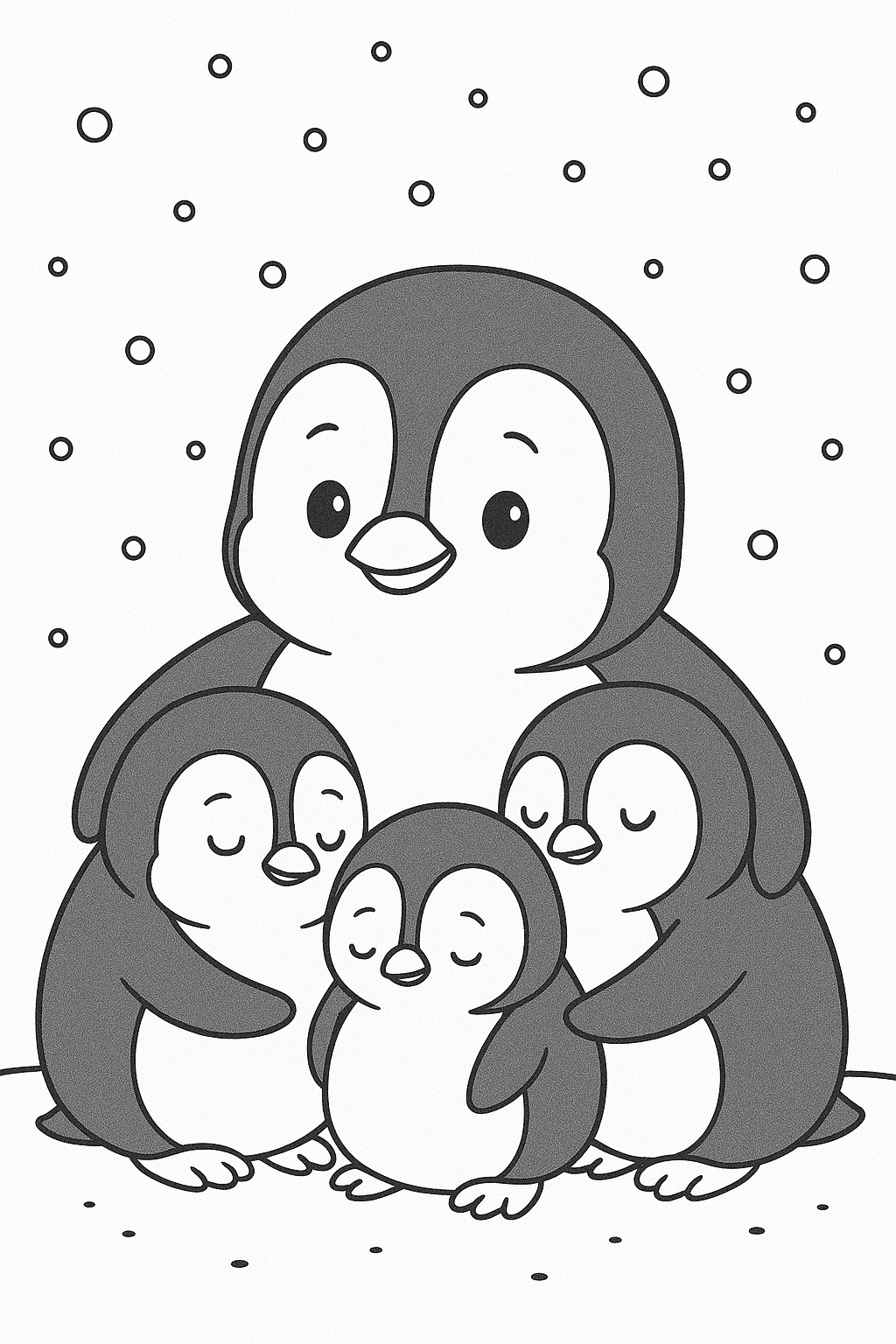 Penguin Family Coloring Page