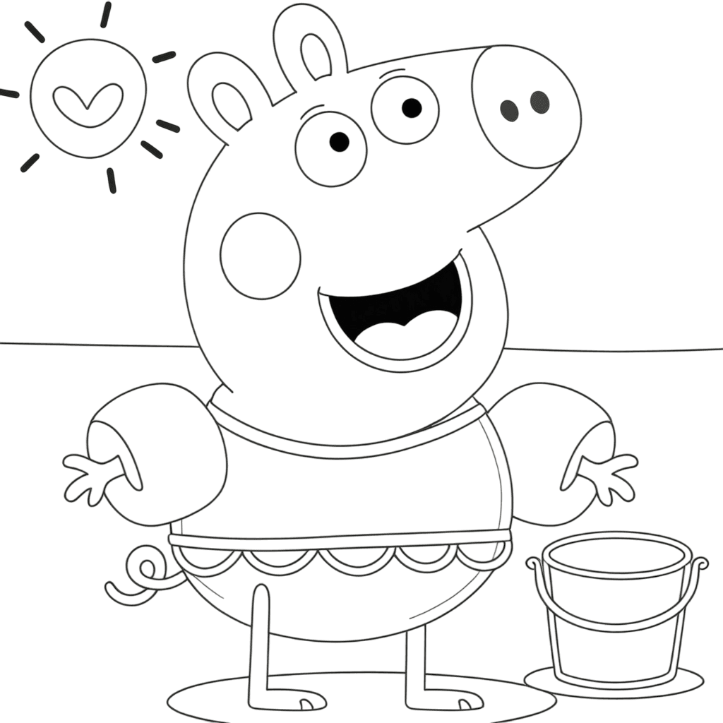 Peppa Pig at the Beach Coloring Page