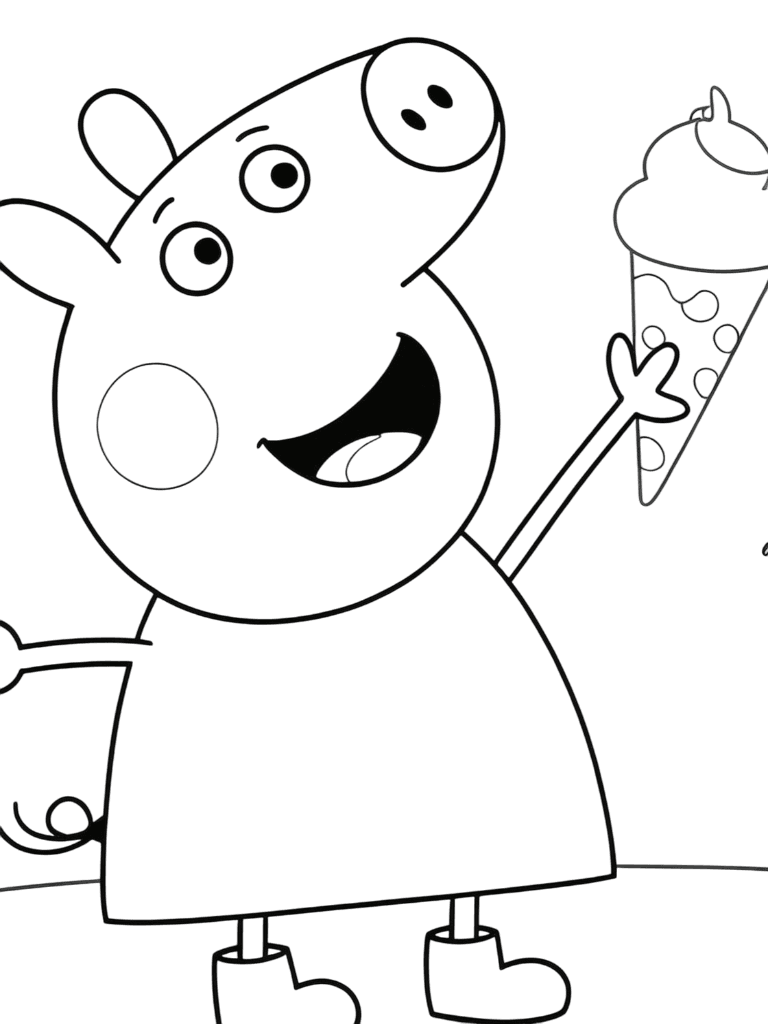 Peppa Pig Eating Ice Cream Coloring Page
