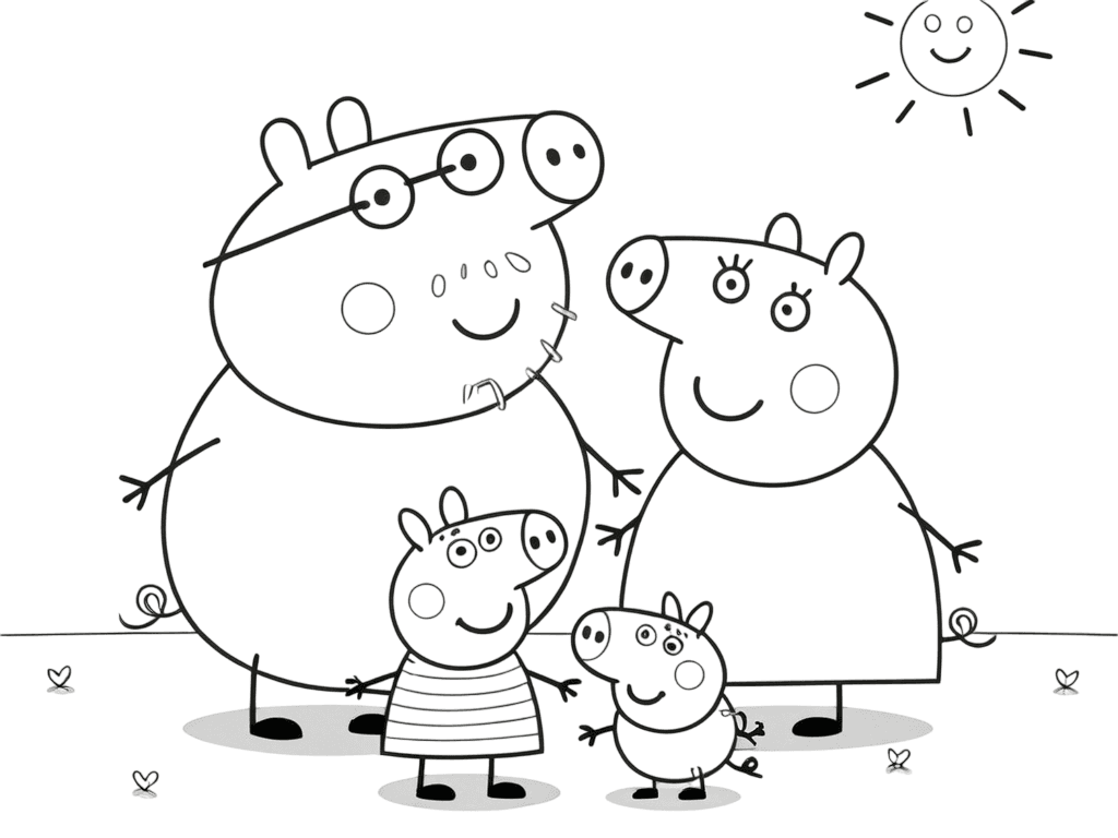 Peppa Pig Family Portrait Coloring Page
