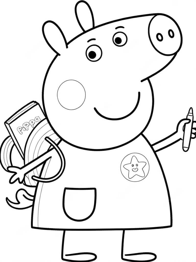 Peppa Pig Going to School Coloring Page