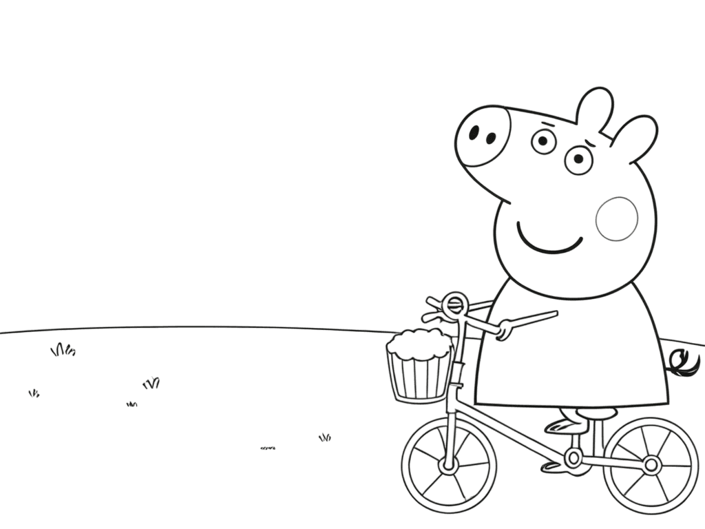 Peppa Pig Riding a Bike Coloring Page