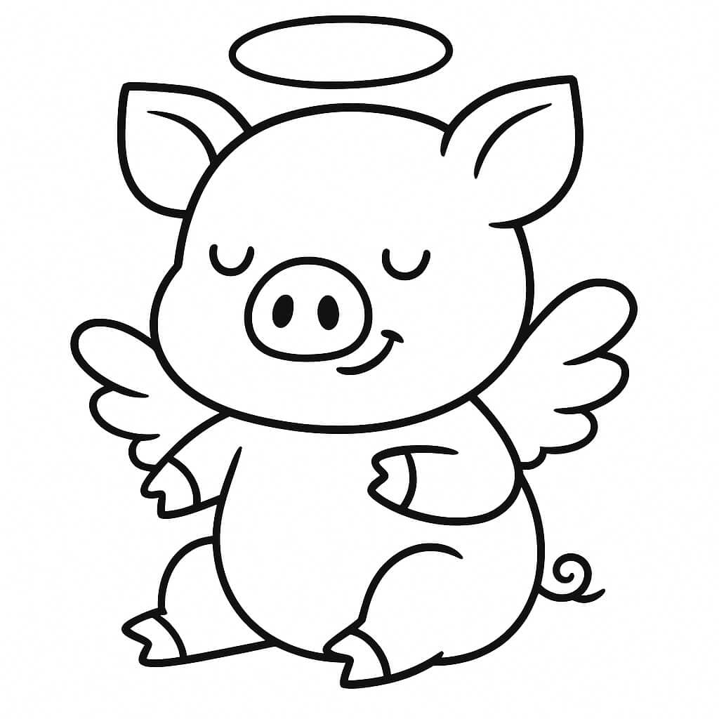 Angel Pig Coloring Page