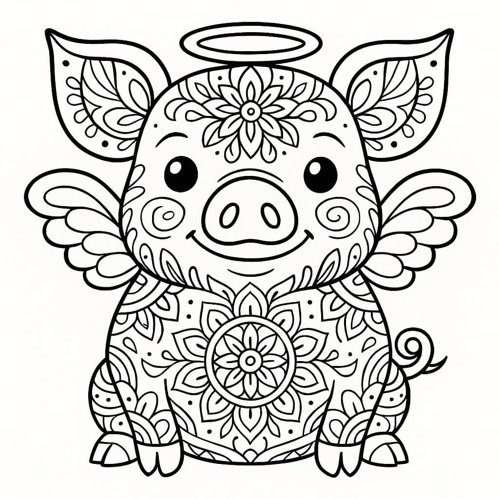 Pig Mandala Coloring Page