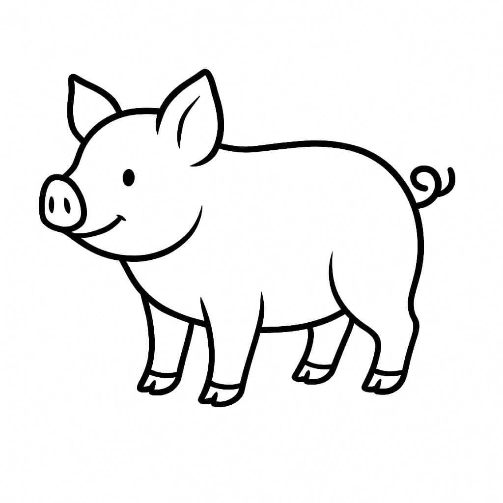 Pig Silhouette Coloring Page
