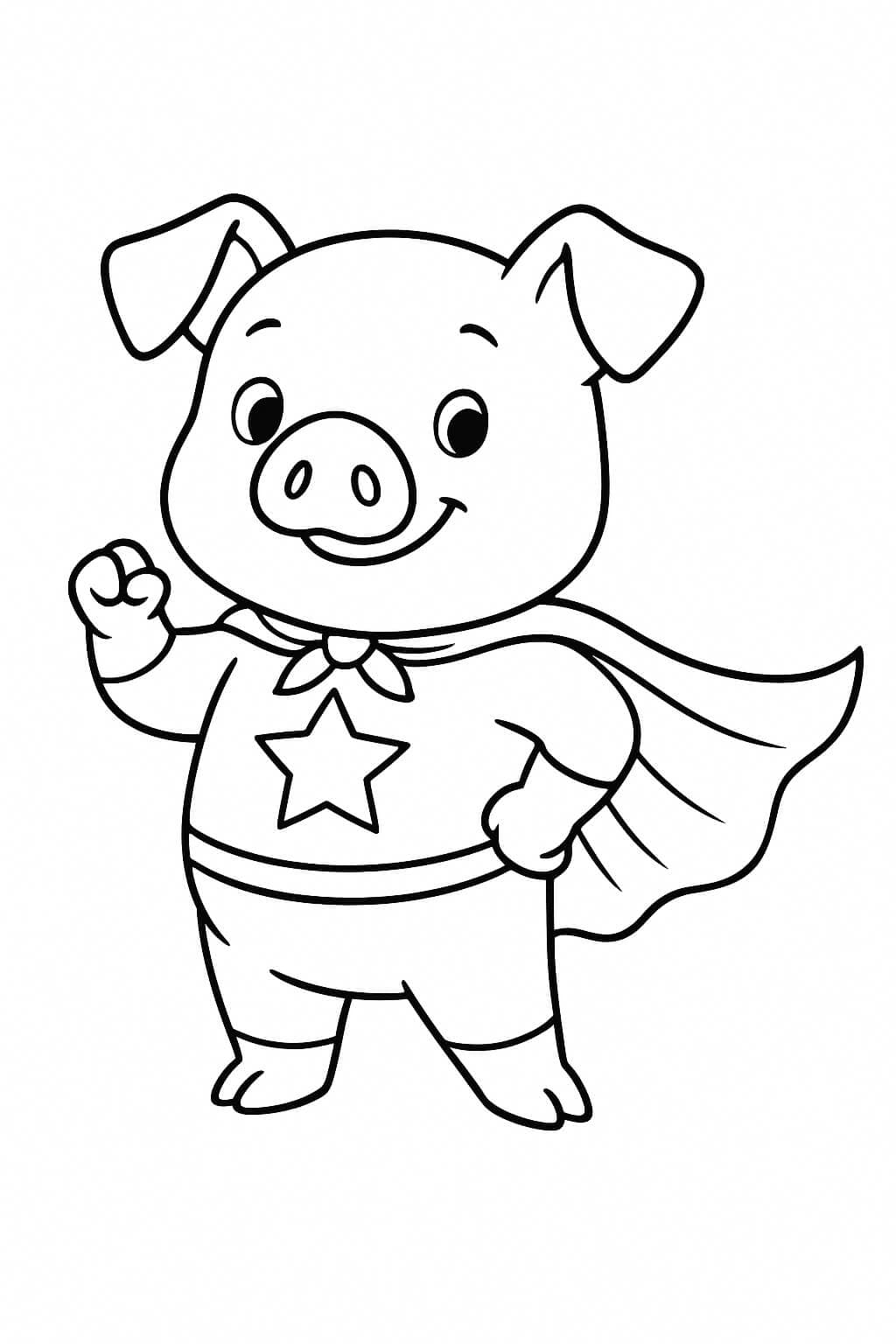 Superhero Pig Coloring Page