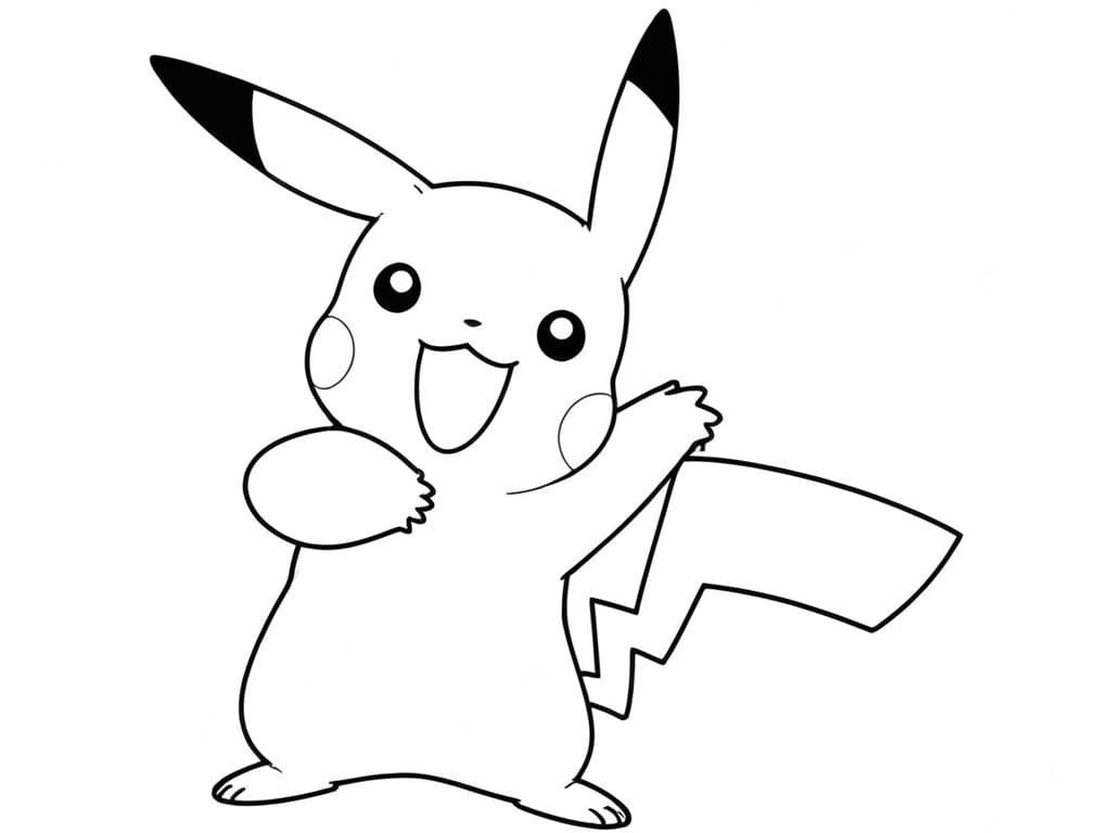 Pikachu Says Hello Coloring Page