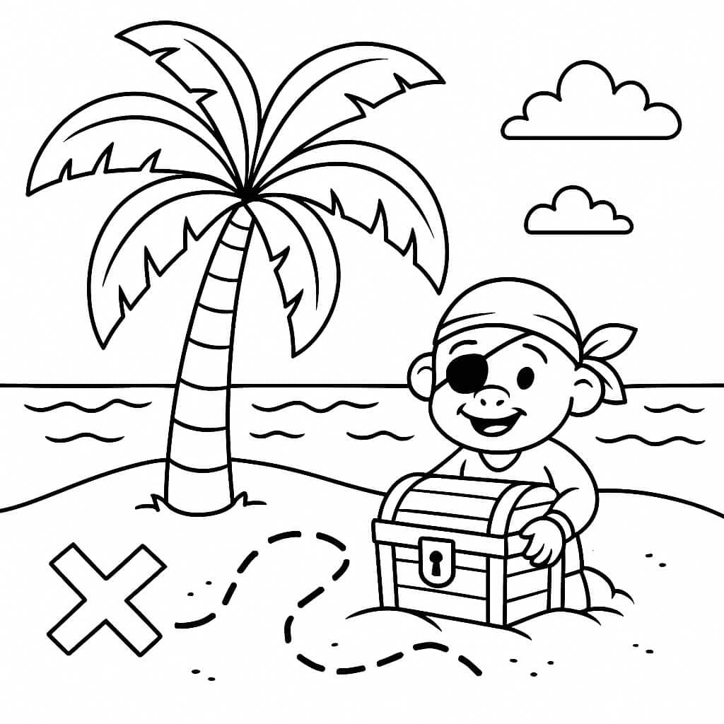 Pirate island coloring page