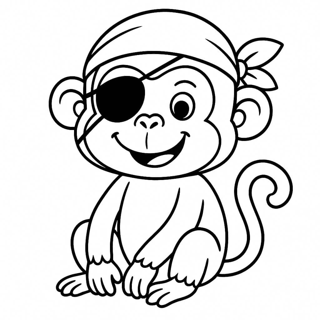 Pirate monkey coloring page