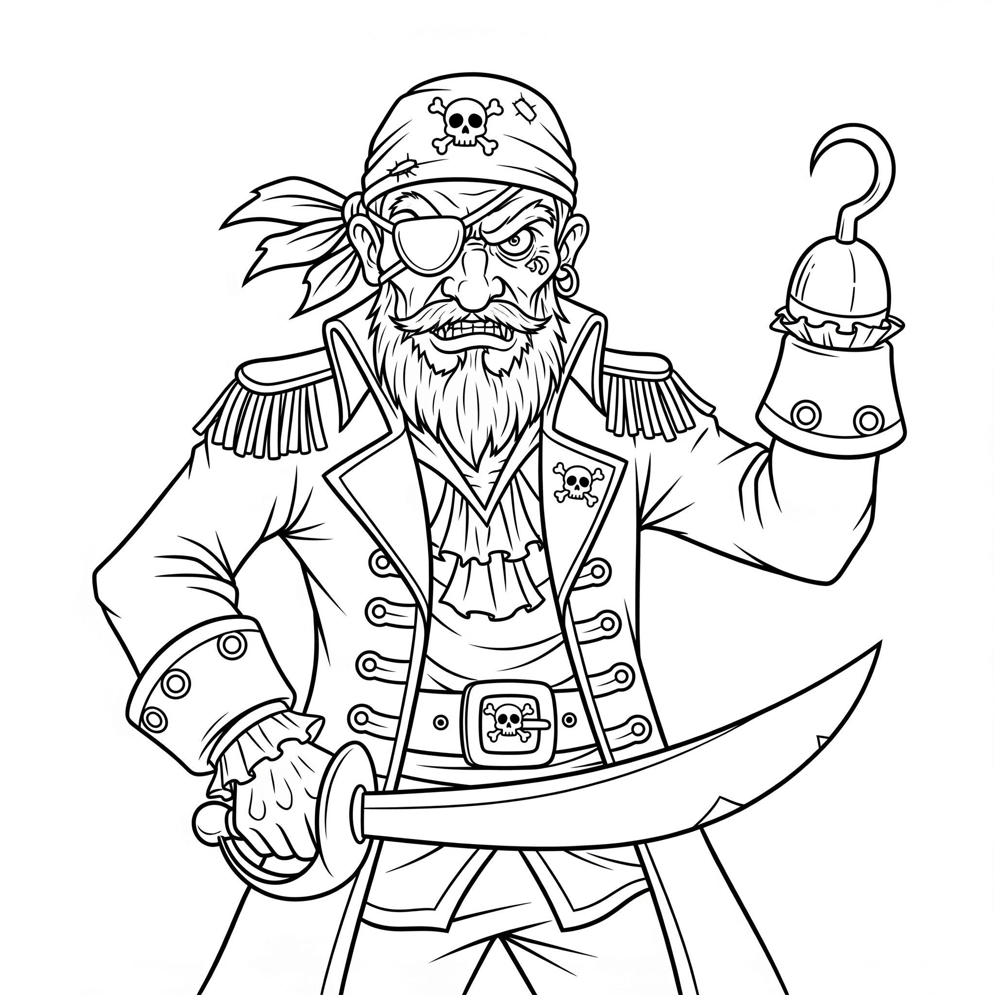 Scary pirate coloring page